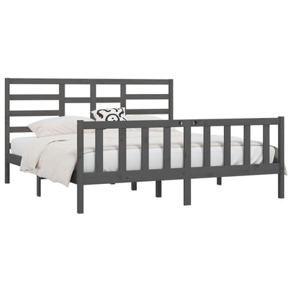 Bed Frame without Mattress Grey 200x200 cm Solid Wood Pine