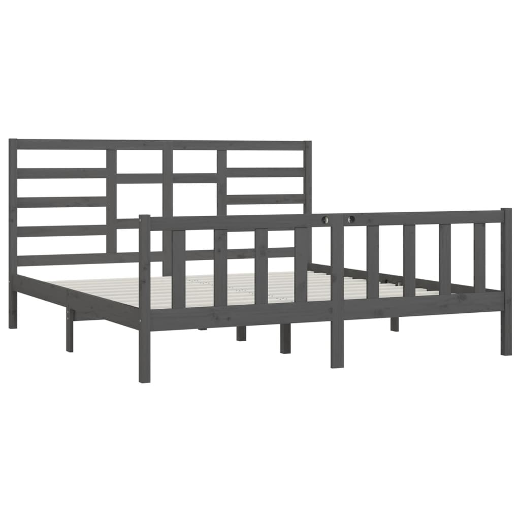 Bed Frame without Mattress Grey 200x200 cm Solid Wood Pine