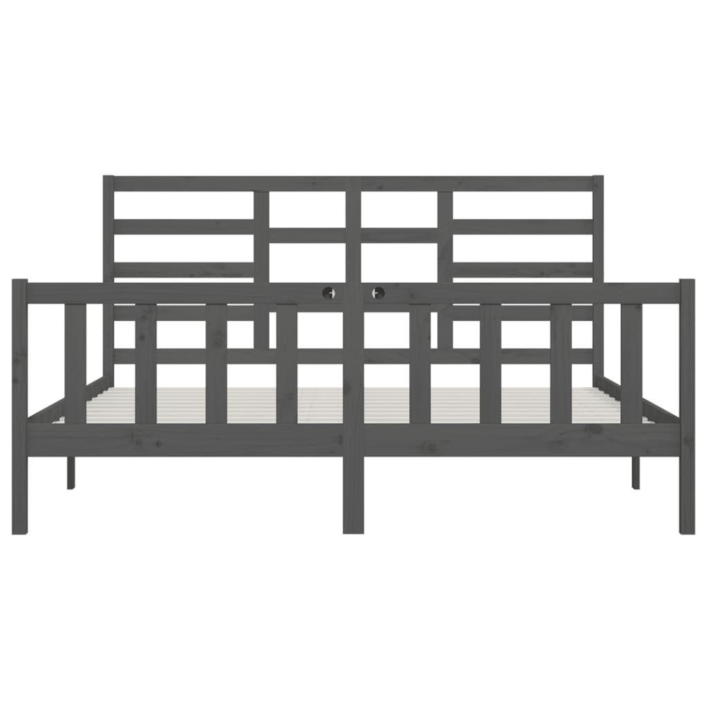 Bed Frame without Mattress Grey 200x200 cm Solid Wood Pine