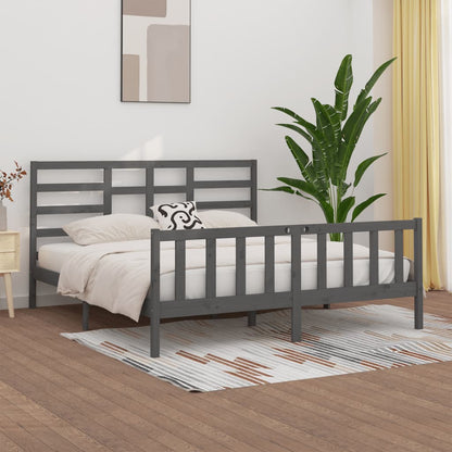 Bed Frame without Mattress Grey 200x200 cm Solid Wood Pine