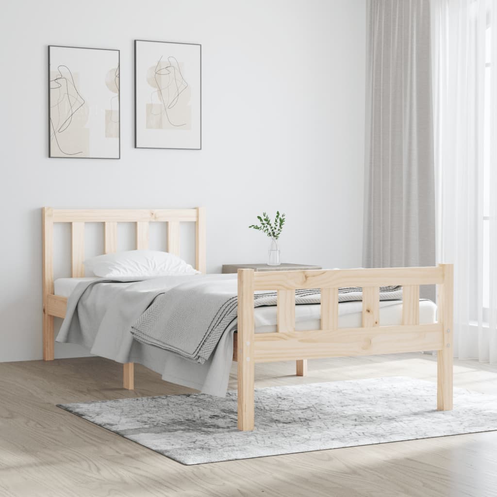 Bed Frame Solid Wood 75x190 cm Small Single