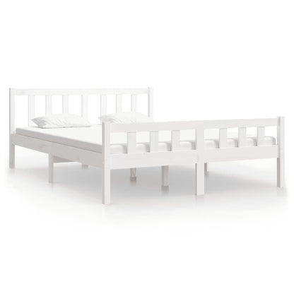 810660 vidaXL Bed Frame without Mattress White Solid Wood 140x190 cm