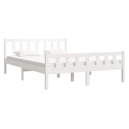 810660 vidaXL Bed Frame without Mattress White Solid Wood 140x190 cm