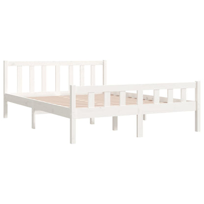 810660 vidaXL Bed Frame without Mattress White Solid Wood 140x190 cm