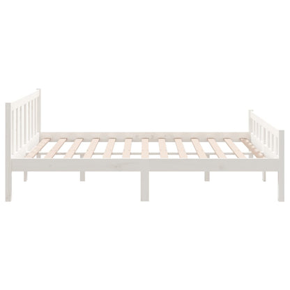 810660 vidaXL Bed Frame without Mattress White Solid Wood 140x190 cm