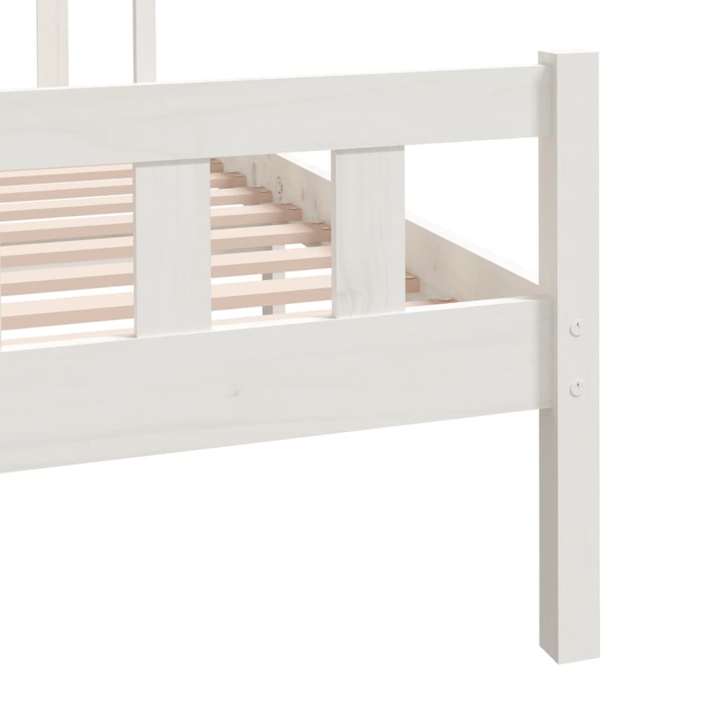 810660 vidaXL Bed Frame without Mattress White Solid Wood 140x190 cm