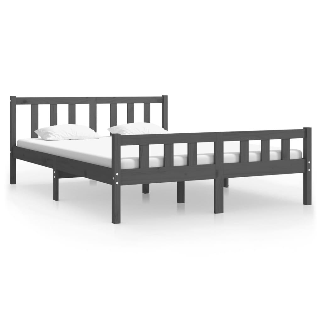 810661 vidaXL Bed Frame without Mattress Grey Solid Wood 140x190 cm