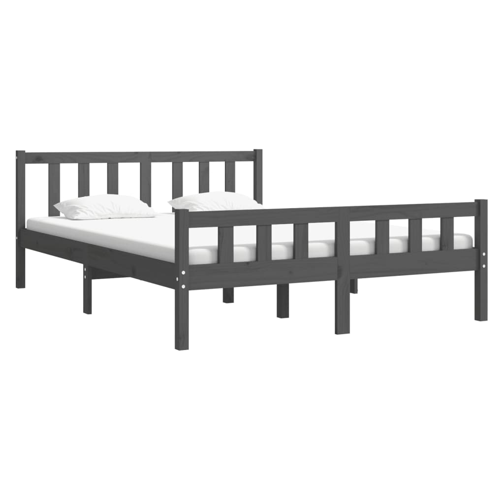 810661 vidaXL Bed Frame without Mattress Grey Solid Wood 140x190 cm