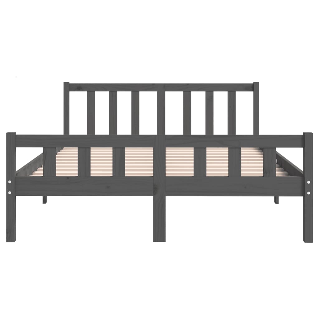 810661 vidaXL Bed Frame without Mattress Grey Solid Wood 140x190 cm