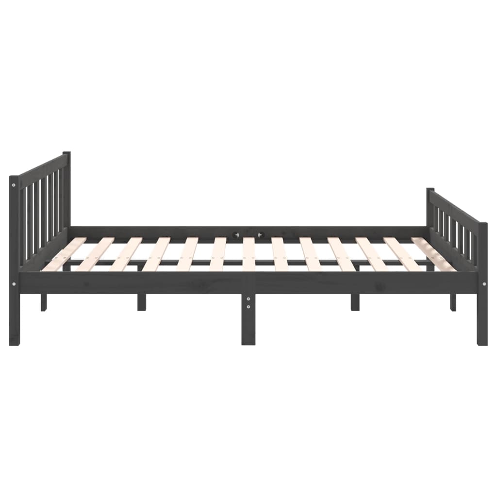 810661 vidaXL Bed Frame without Mattress Grey Solid Wood 140x190 cm