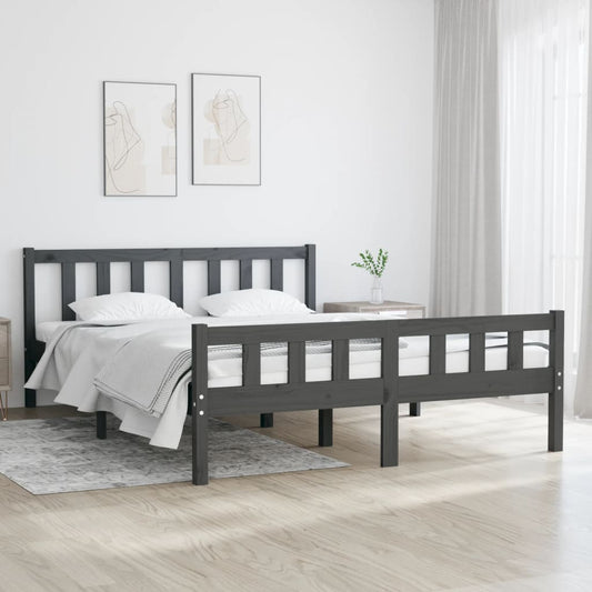 810661 vidaXL Bed Frame without Mattress Grey Solid Wood 140x190 cm