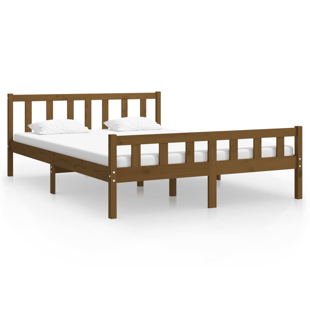 Bed Frame without Mattress Honey Brown Solid Wood 140x200 cm