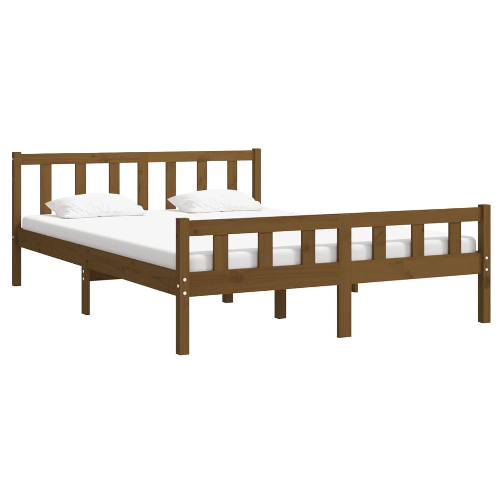 Bed Frame without Mattress Honey Brown Solid Wood 140x200 cm