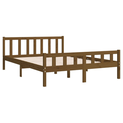 Bed Frame without Mattress Honey Brown Solid Wood 140x200 cm