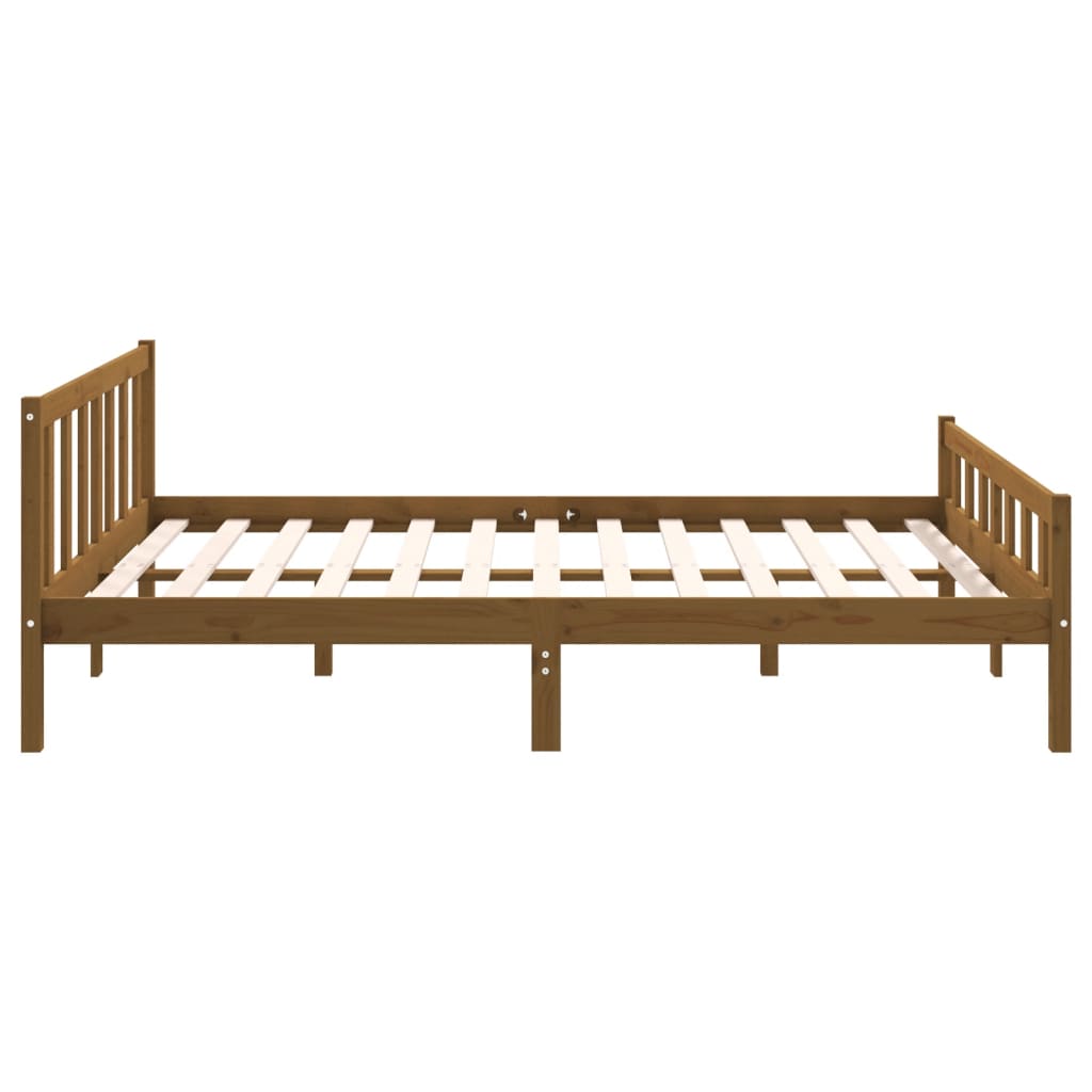 Bed Frame without Mattress Honey Brown Solid Wood 140x200 cm