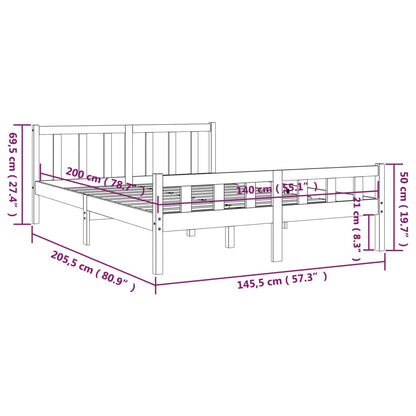 Bed Frame without Mattress Honey Brown Solid Wood 140x200 cm