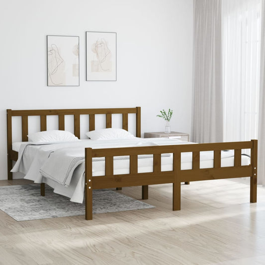 Bed Frame without Mattress Honey Brown Solid Wood 140x200 cm