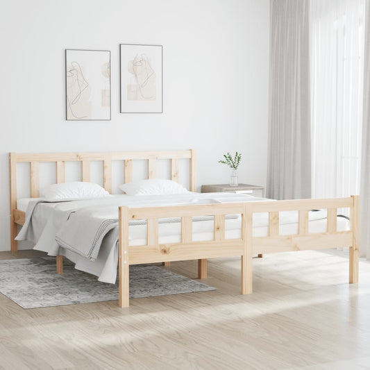 Bed Frame without Mattress Solid Wood King Size