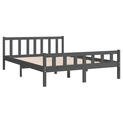 Bed Frame without Mattress Grey Solid Wood King Size