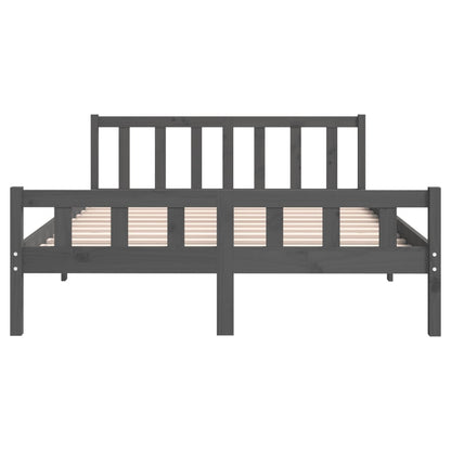 Bed Frame without Mattress Grey Solid Wood King Size