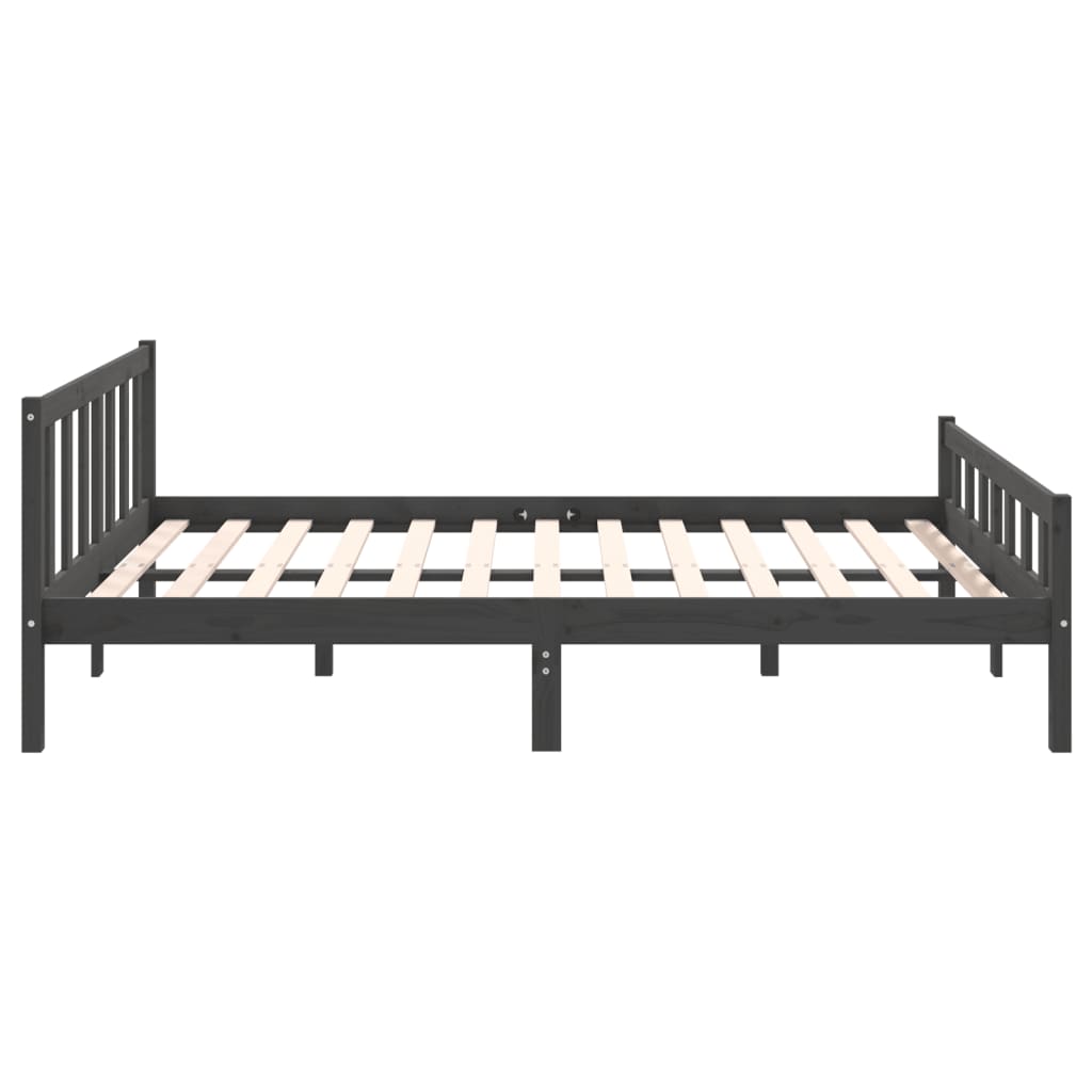 Bed Frame without Mattress Grey Solid Wood King Size