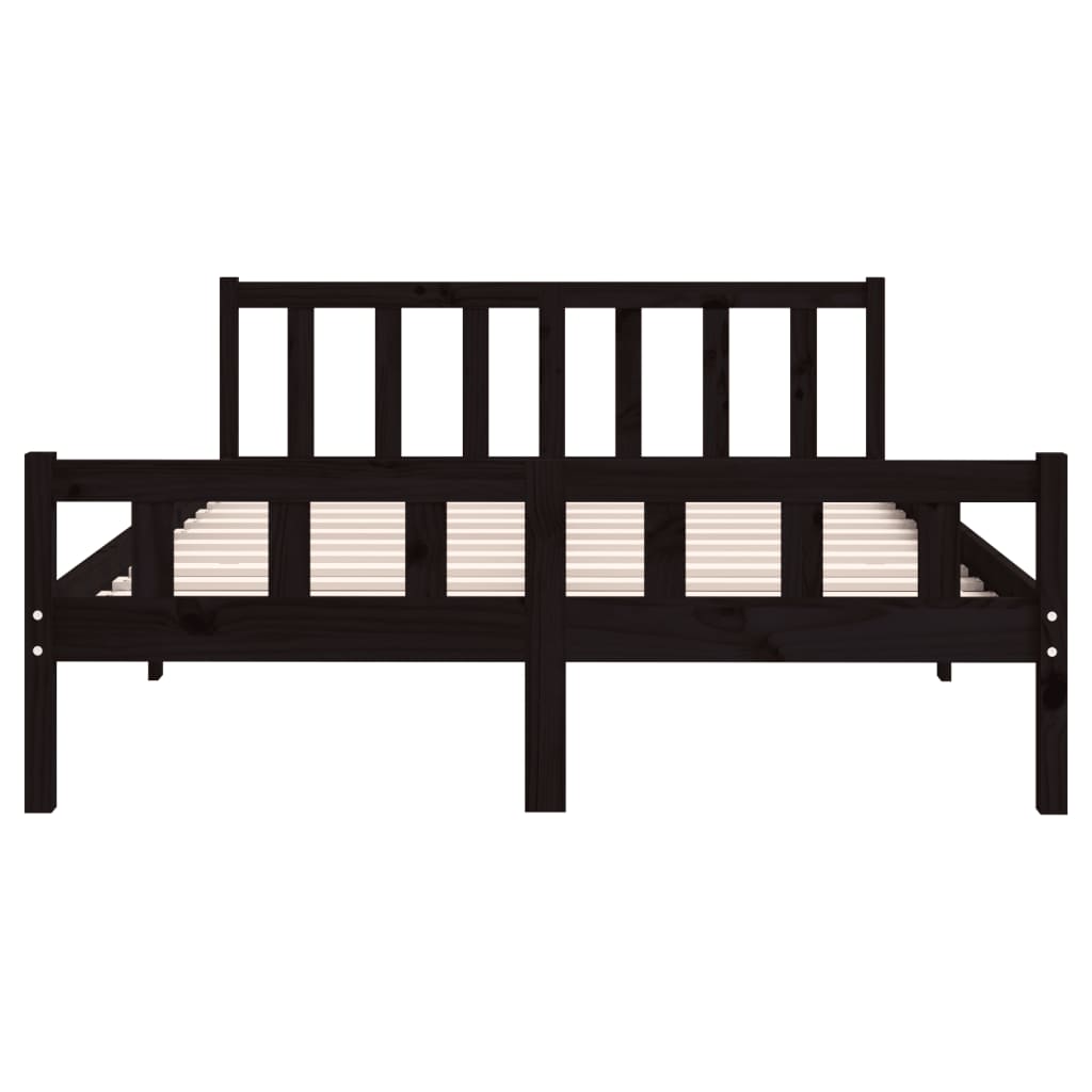 Bed Frame without Mattress Black Solid Wood King Size