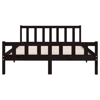 Bed Frame without Mattress Black Solid Wood King Size