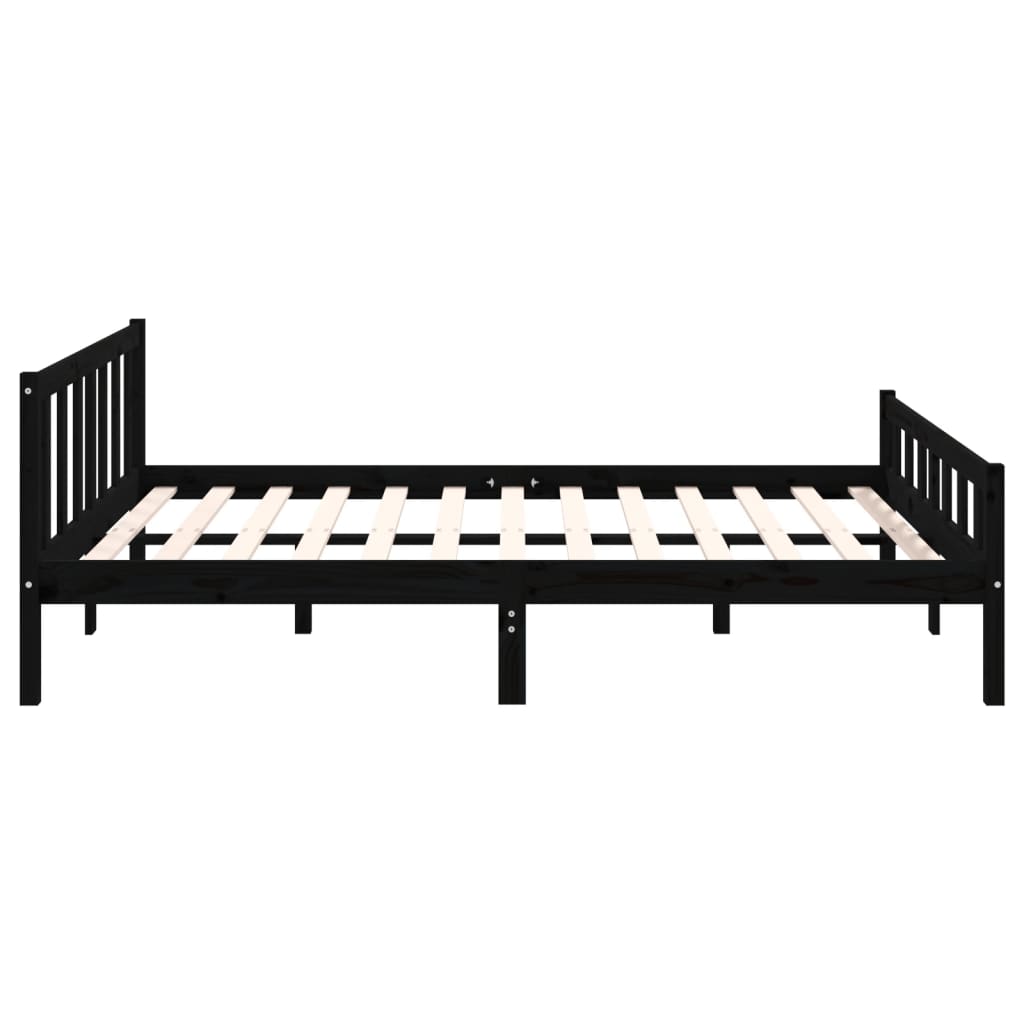 Bed Frame without Mattress Black Solid Wood King Size