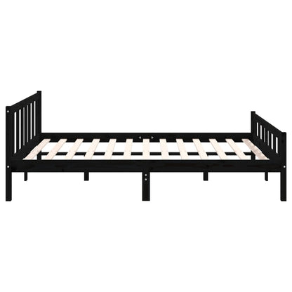 Bed Frame without Mattress Black Solid Wood King Size