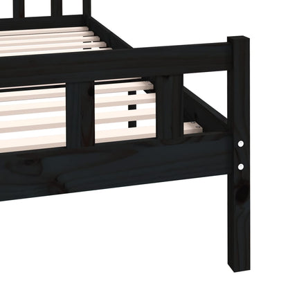 Bed Frame without Mattress Black Solid Wood King Size