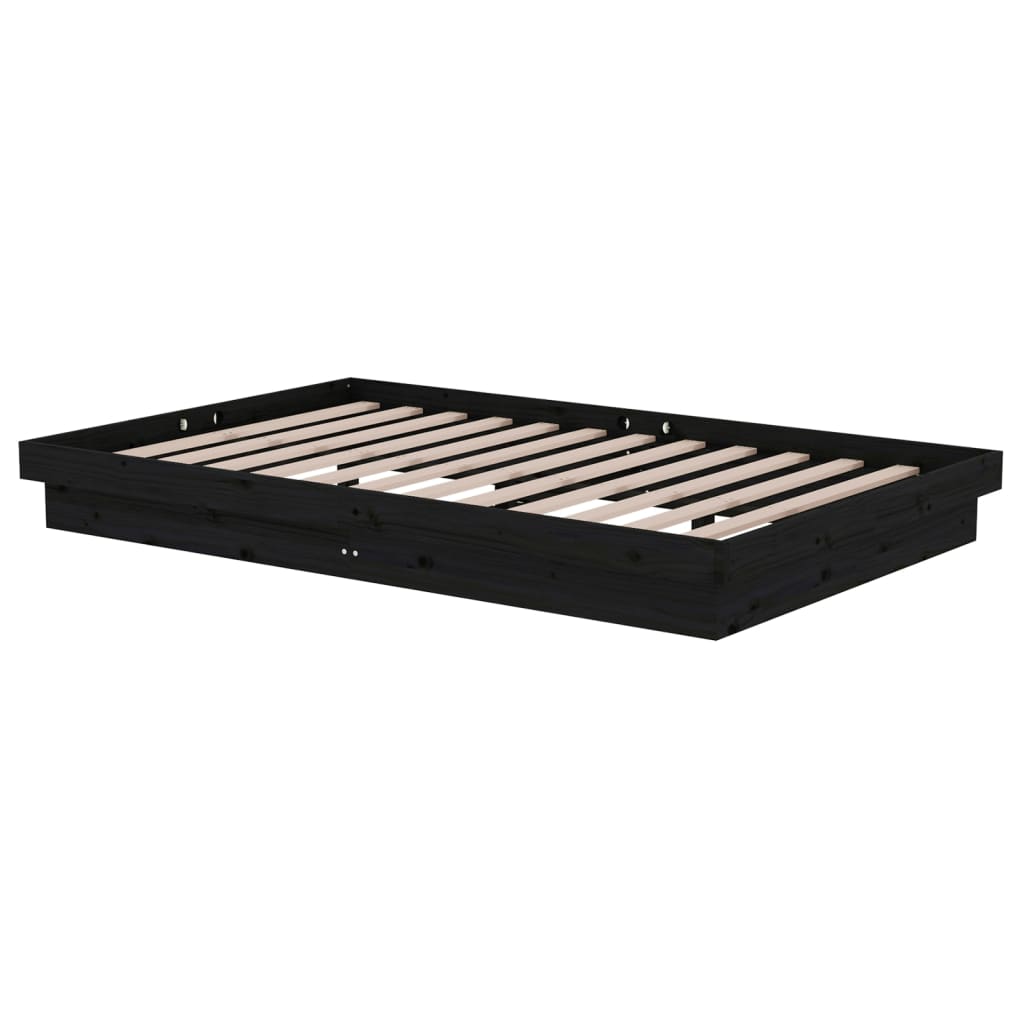 Bed Frame without Mattress Black Solid Wood Small Double