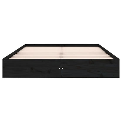 Bed Frame without Mattress Black Solid Wood 150x200 cm King Size King Size