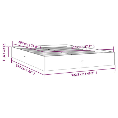 Bed Frame Grey Solid Wood 120x190 cm Small Double