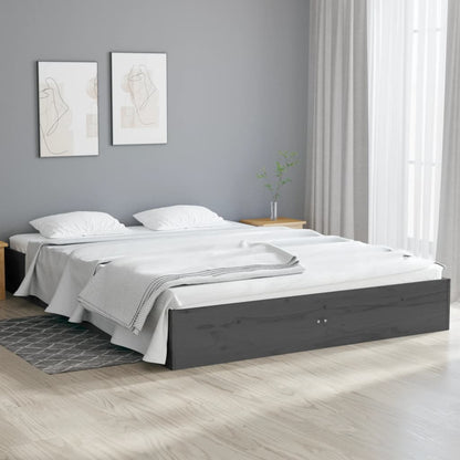 Bed Frame Grey Solid Wood 120x190 cm Small Double