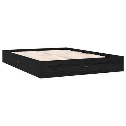 Bed Frame Black Solid Wood 120x190 cm Small Double