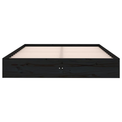 Bed Frame Black Solid Wood 120x190 cm Small Double