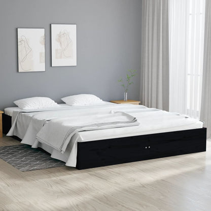 Bed Frame Black Solid Wood 120x190 cm Small Double