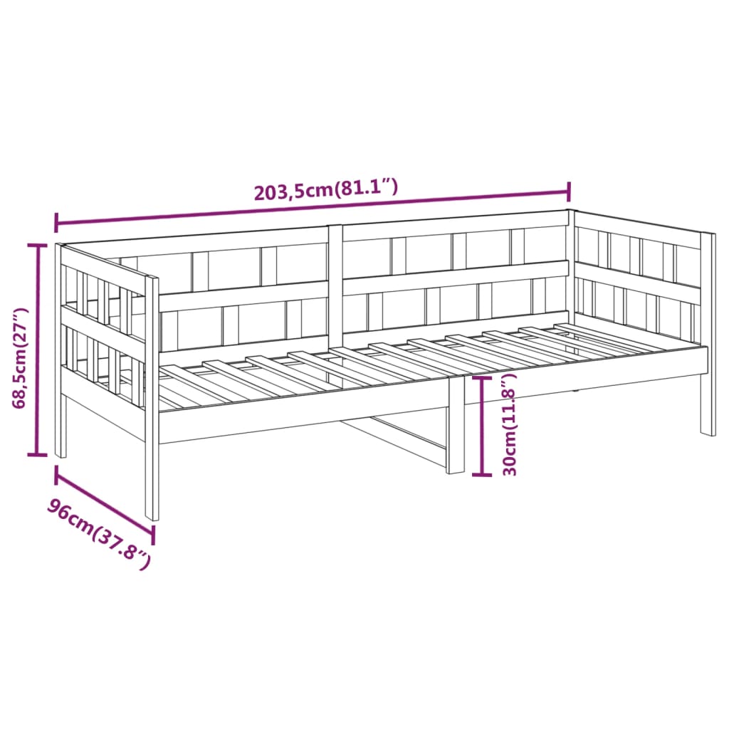 Day Bed without Mattress Solid Wood Pine 90x200 cm