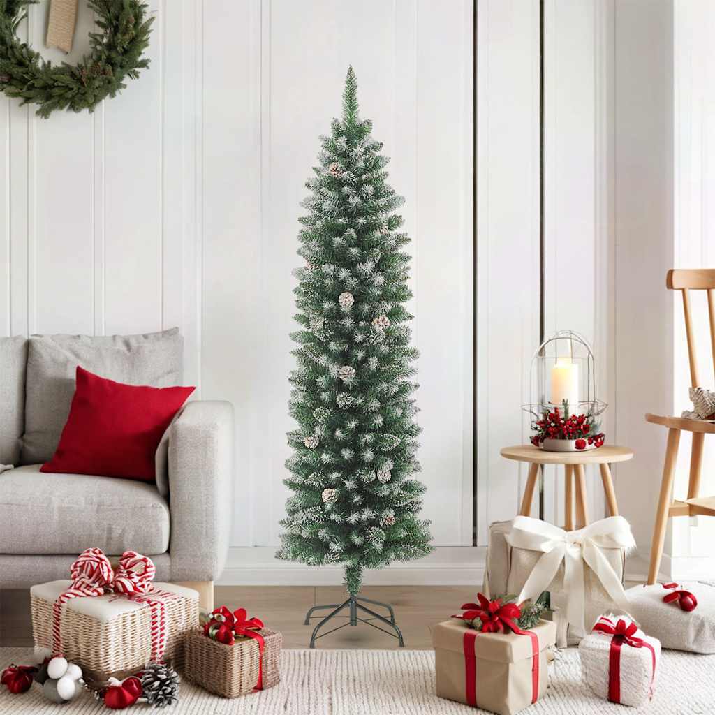 Artificial Slim Christmas Tree with Stand 180 cm PVC