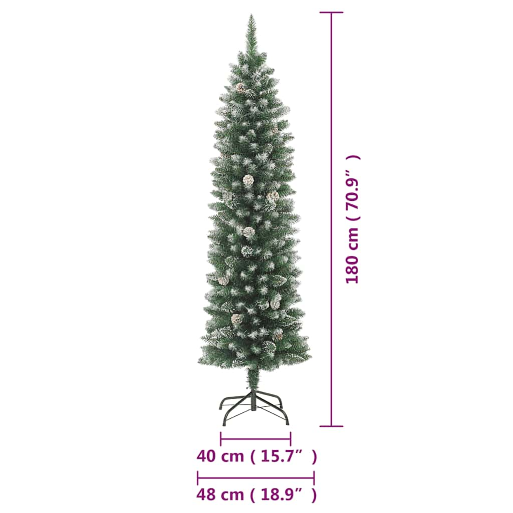 Artificial Slim Christmas Tree with Stand 180 cm PVC