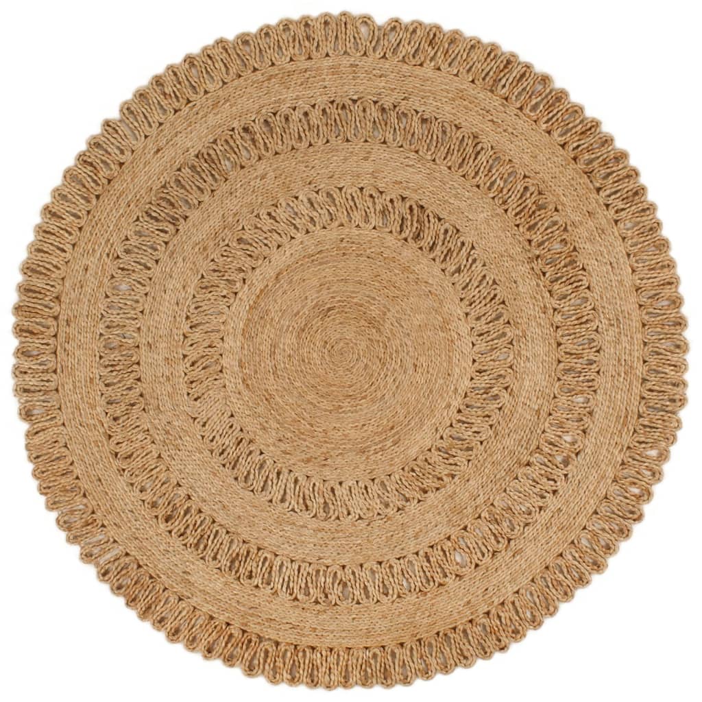 Area Rug Hand-braided Jute 120 cm Round