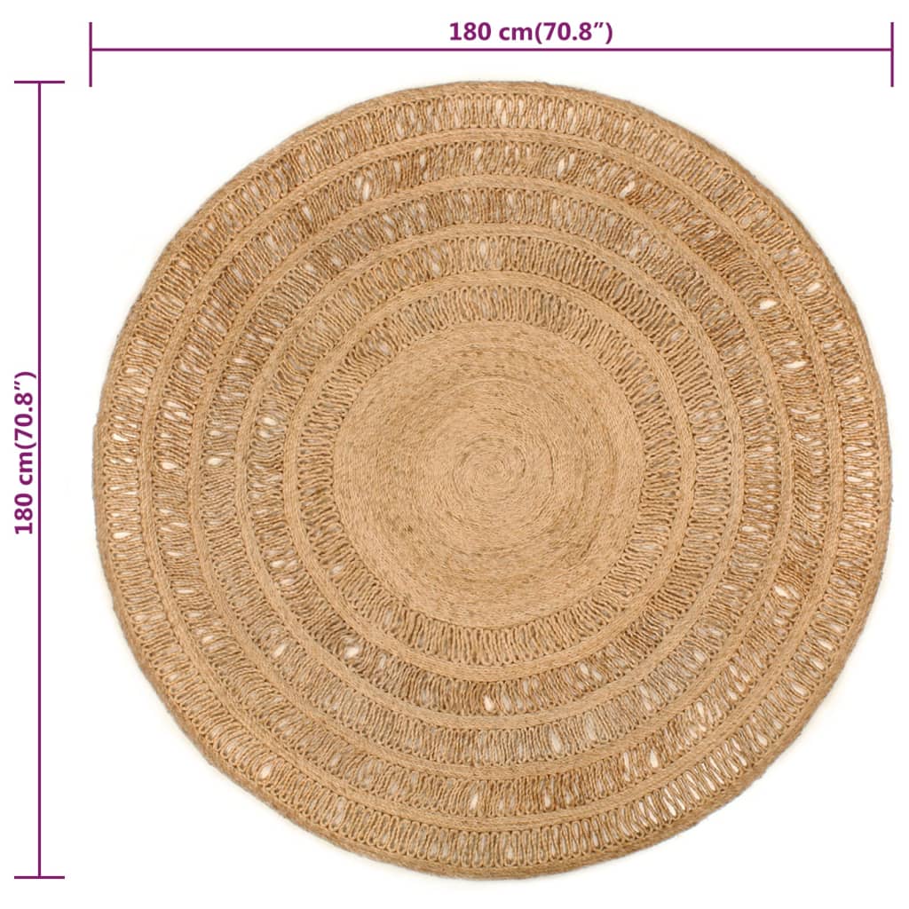 Area Rug Hand-braided Jute 180 cm Round