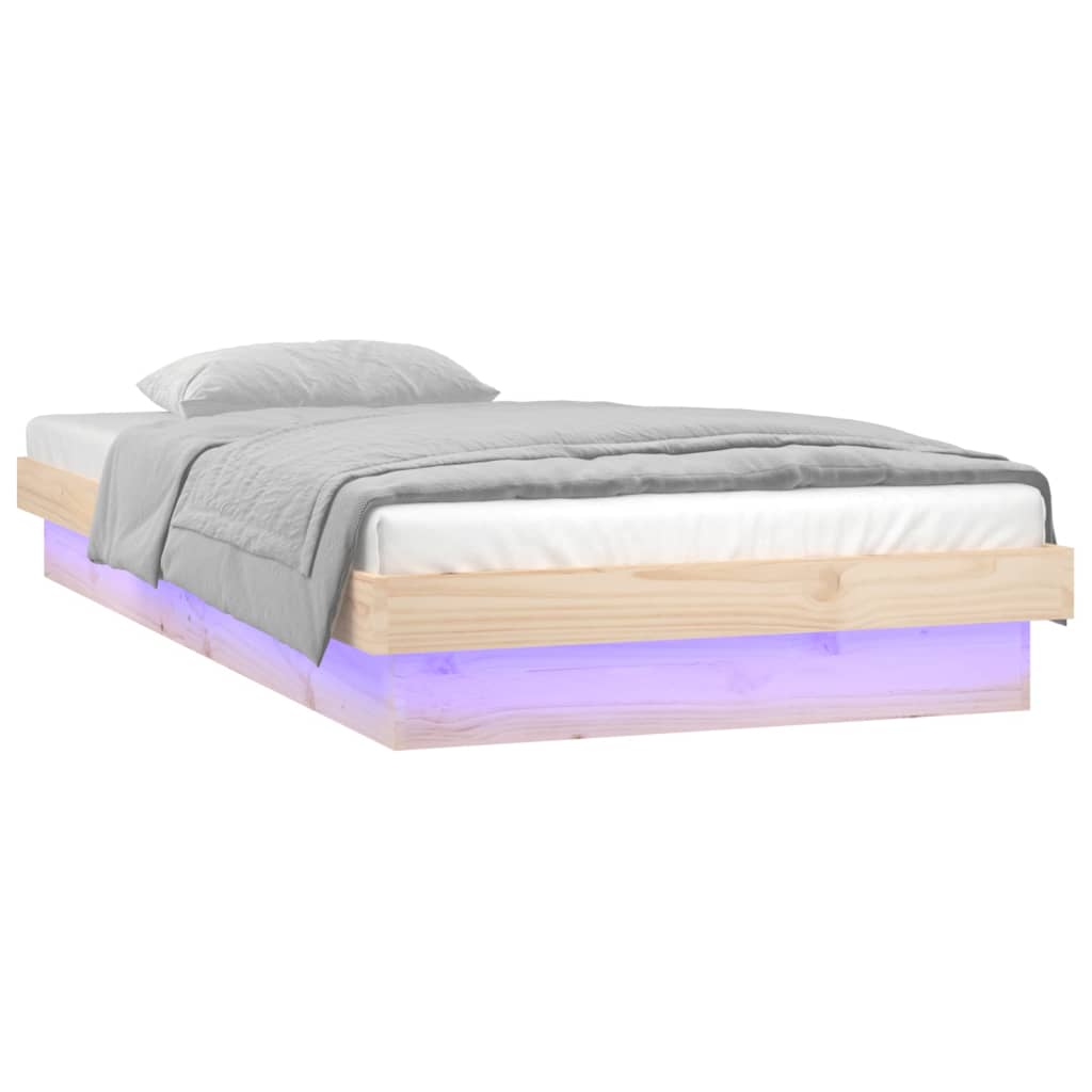 LED Bed Frame 100x200 cm Solid Wood