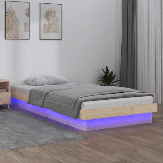 LED Bed Frame 100x200 cm Solid Wood