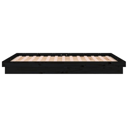 LED Bed Frame Black 150x200 cm King Size Solid Wood