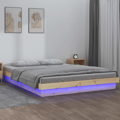 LED Bed Frame without Mattress 200x200 cm Solid Wood