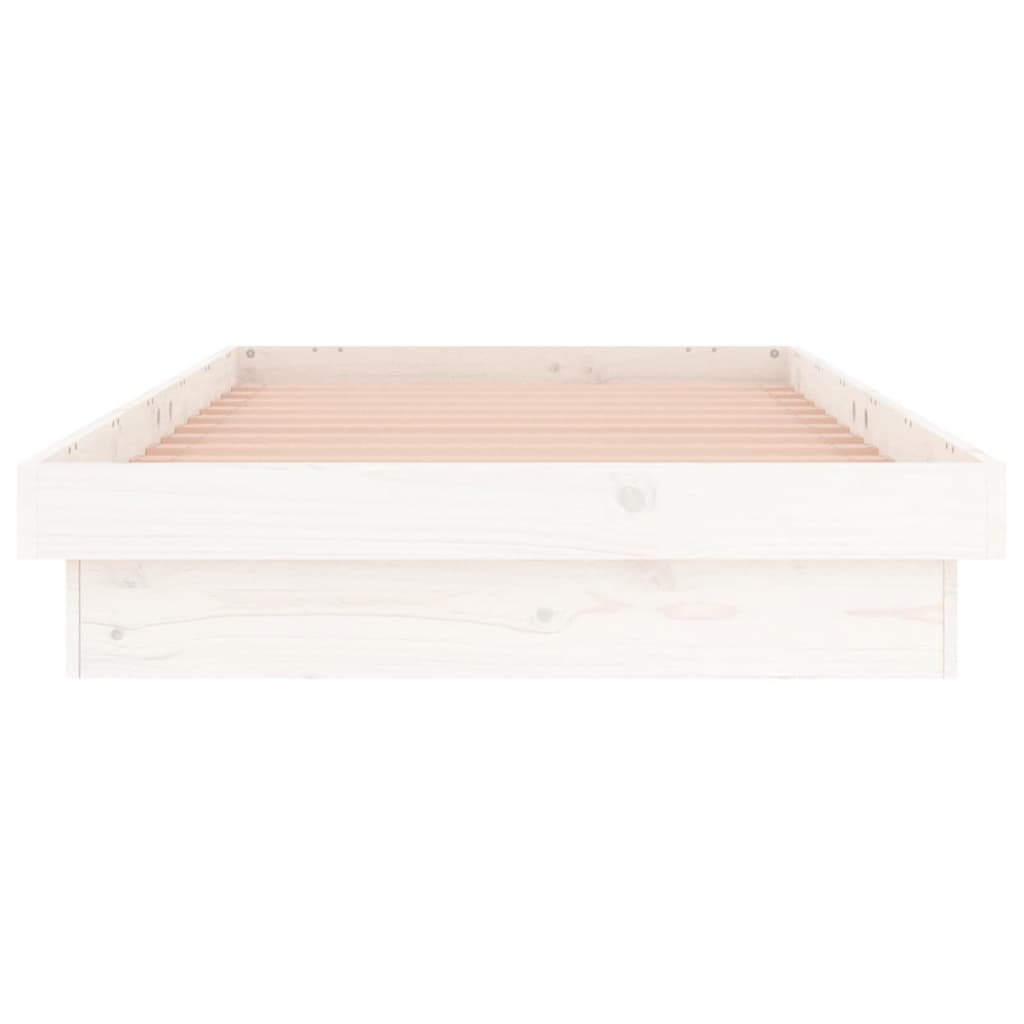 LED Bed Frame White 75x190 cm Small Single Solid Wood