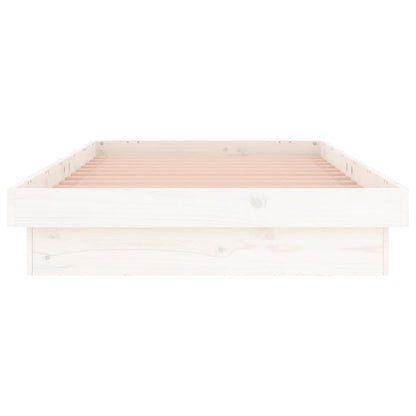 LED Bed Frame White 75x190 cm Small Single Solid Wood