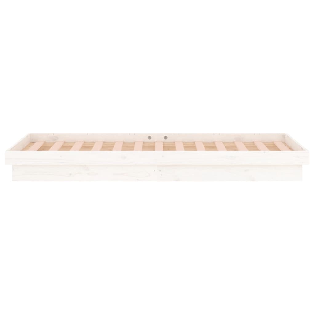 LED Bed Frame White 75x190 cm Small Single Solid Wood