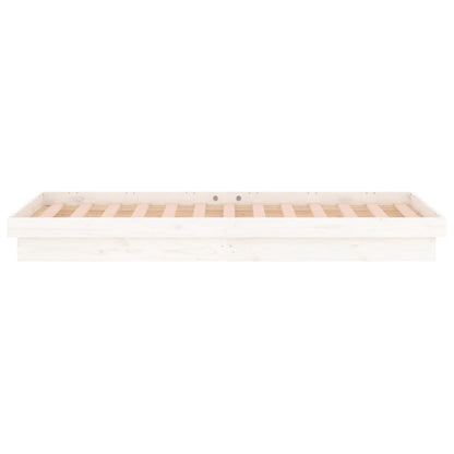 LED Bed Frame White 75x190 cm Small Single Solid Wood